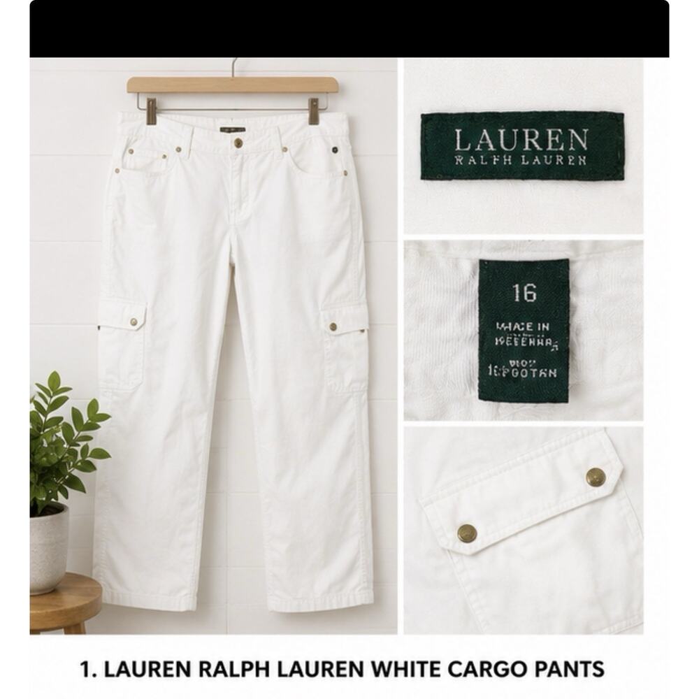Lauren Ralph Lauren White Cargo Pants Womens Size 16 Utility Casual